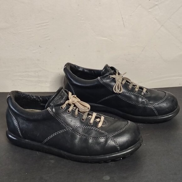 Camper Shoes Boots Black Leather Pelotas Lace Up Walking Bubble Sole Size 40 - Picture 1 of 11